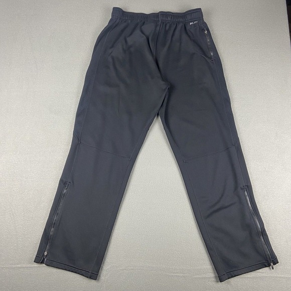 Nike Dri Fit Sweatpants Mens Size Large L Black Polyester Zip Cuff Performance - Picture 2 of 16